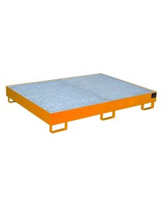 Regalwanne mit verzinktem Gitterrost für Trägerlänge 1.800 mm, RAL 2000 - gelborange, 240 Liter Volumen
