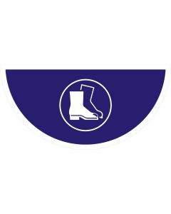 1A-Tapes Halbkreis-Bodenmarkierung „Schutzschuhe benutzen" aus Vinyl mit extra starker Klebkraft, blau