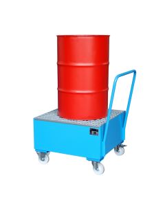 Fahrbare Auffangwanne für 1 x 200-Liter-Fass in lichtblau