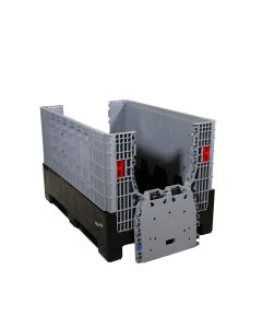 HMH Big Box Palettenbox mit abgeklappten Seitenwänden aus lebensmittelechtem HDPE für platzsparende Rückführung