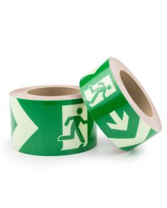 1A-Tapes nachleuchtendes Markierungsband mit Rettungswegsymbol rechtsweisend, rutschhemmend nach R9