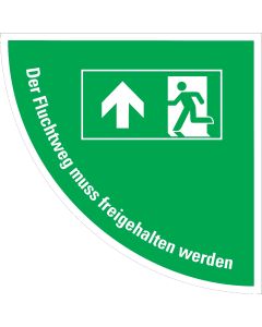 1A-Tapes Viertelkreis-Warnzeichen „Türöffnung freihalten" aus Hart-PVC im Einsatz vor einer Industrietür